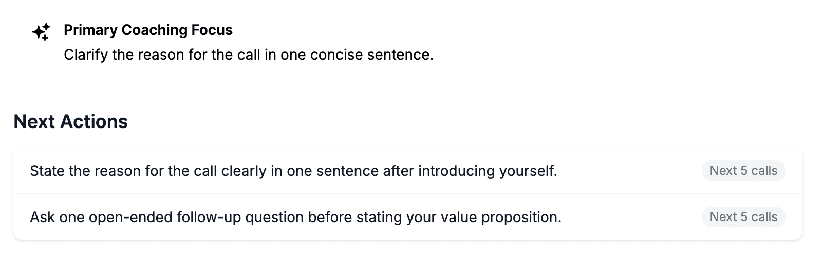 Next actions platform screenshot